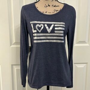EV1 Women's Navy Love Graphic Top medium